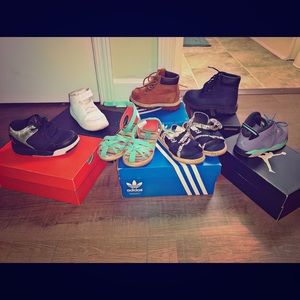 Jordans,Timberlands and sandals.